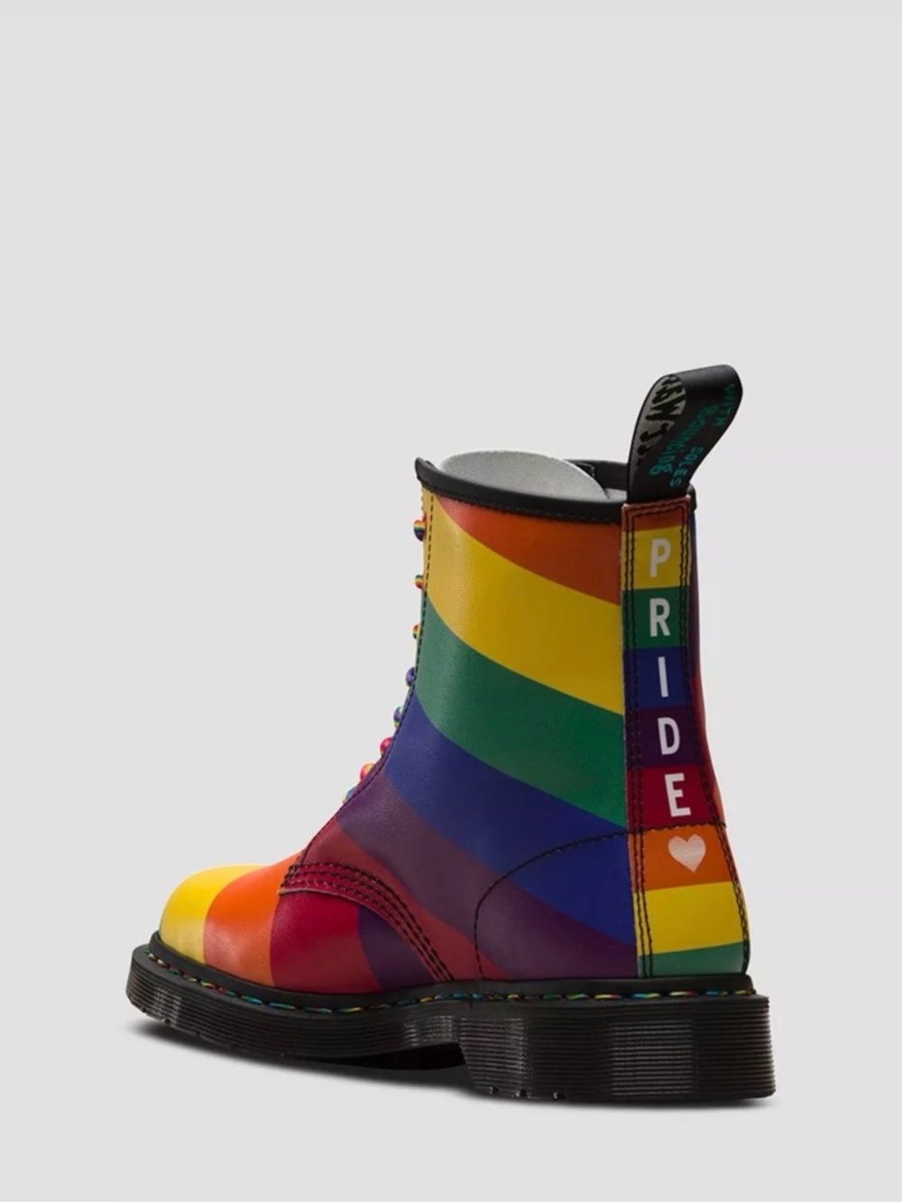 Dr. Martens - 1460 Pride Rainbow Leather Lace Up Combat Boots - Picture 2 of 9